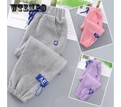 Pantalones de niña Pantalones deportivos holgados Pantalones casuales para niñas de primavera y otoño Pantalones de color sólido 170 color rosa