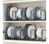 1 estante para platos de cocina, estante para platos, cajón, separador de platos, escurridor, estante de almacenamiento en capas S negro