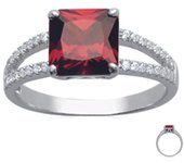 Bague Argent 'Sissi' rouge argenté (rhodié) - 8 mm 54 rojo