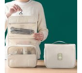 Bolsa de cosméticos femenina de gran capacidad portátil Ins multifunción bolsa de almacenamiento impermeable para salidas y neceser de viaje color rosa