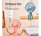 Ventilador plegable multifuncional para cochecito, miniventilador portátil con carga USB, soporte de pulpo, estilo variable, refrigerador para el hogar. azul