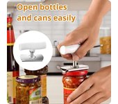 Aparatos de cocina Herramienta para tapar Abrelatas Abrelatas de vidrio Abrelatas portátil Abrelatas ajustable Abridor de tapas de frascos de vidrio 1PC blanco