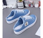 Zapatos de lona de primavera y verano para mujer, zapatillas planas, zapatos informales para mujer, zapatos blancos con cordones en la parte superior baja 44 blanco