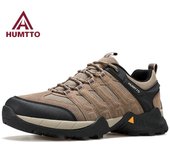 HUMTTO Zapatos de senderismo antideslizantes de cuero para hombre, calzado deportivo para exteriores, zapatillas de seguridad para caminar, botas de trekking transpirables 40 negro/beige