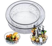 Plato giratorio Lazy Susan de 2 tamaños, estante giratorio para especias, organizadores, contenedores de cosméticos giratorios transparentes redondos multifuncionales