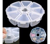 Contenedor de joyería de cuentas transparentes, caja de almacenamiento vacía con 8 rejillas para decoración de uñas, diamantes de imitación 1pc