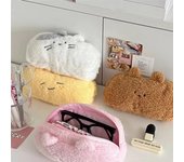 Estuche de peluche japonés con diseño de gato y oso de leche para estudiantes - Gran capacidad