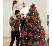 Decoración creativa para fiestas, regalo de Navidad, árbol de Navidad, regalo de vacaciones, lazos grandes, adornos de lazo, 2 piezas, decoraciones para interiores y exteriores 1Pc Red 21*17cm