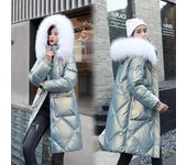 Parkas largas de moda para mujer, abrigo de invierno con capucha, tallas grandes, chaquetas holgadas, gruesas y cálidas para mujer S blanco
