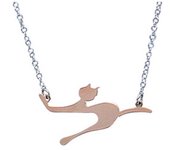 Les Trésors De Lily [Q9379] - Collier Argent artisanal 'Chat dos rond' rosé argenté - 30x15 mm