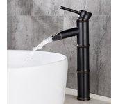 Grifo de lavabo de baño negro estilo bambú, mezclador de lavabo antiguo, grifo monomando de montaje en cubierta para agua fría y caliente, grifo estilo vino
