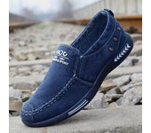 Zapatos de lona a la moda para hombre, zapatos casuales de mezclilla de verano para hombre, zapatillas sin cordones, mocasines de conducción, zapatos negros para hombre H71 38