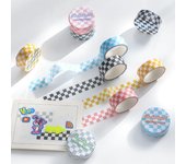 MOHAMM 1 rollo de cinta washi con cuadrícula fresca para manualidades, álbumes de recortes, diarios, planificadores y suministros