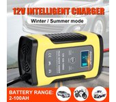 Para Auto Moto cargadores de batería de plomo y ácido cargador de batería inteligente para motocicleta pantalla LCD Digital reparación de pulso 12V 5/6A EU Plug Ru