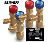 Válvula de seguridad para carga de refrigerante de aire acondicionado, adaptador de líquido de seguridad para refrigerante, piezas de herramientas manuales, 4/2/1 piezas, R410A R22, 1/4