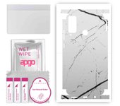 apgo Protective Skin Sticker for the back+sides compatible with Honor Play 4T, Full Wrap Film, Foil, Vinyl - Pattern White Marble