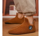 Zapatillas de invierno para hombre, zapatillas para parejas, zapatillas antideslizantes cálidas para mujer y hombre, zapatos suaves para interior, zapatos planos cómodos para el hogar de algodón 46-47 negro