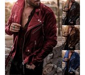 Nuevas chaquetas de cuero sintético para hombre, moda de primavera y otoño, chaqueta de motociclista con solapa negra, abrigo punk ajustado informal para hombre, chaquetas para hombre S negro