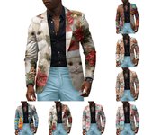 Chaquetas de traje unisex con estampados navideños de invierno Chaquetas de botones de moda casuales unisex L azul