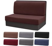 Funda de cojín para comedor de RV, resistente al agua, de alta elasticidad, con textura de partículas de maíz, color sólido, lavable a máquina, funda protectora para asiento de RV de 99 a 127 cm café oscuro