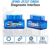 Escáner de diagnóstico para coche Mini ELM327 JFIND JF327 Bluetooth 5.1 iOS/Android PIC18F25K80 ELM327 V1.5 OBD2 Herramienta de escaneo de motor OBDII