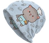 Chef Goma en hermoso fondo de Color azul Mochi Peach Cat otoño gorros de abrigo para mujer gorros de ciclismo de doble uso One Size