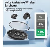Auriculares compatibles con Bluetooth, auriculares inalámbricos inteligentes con reducción de ruido, resistentes al agua, para música, accesorio para teléfono negro