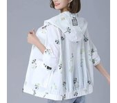 Protector solar de verano bordado de gran tamaño, transpirable, para mujer, talla grande XXXXL blanco