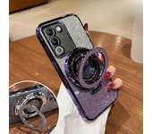 Funda de lujo con soporte y purpurina para vivo Y28 Y200 V21 V21E V23 Y76 Y73 Y53S Y51 Y36 Y35 Y33S Y31 Y22 Y21 Y20 Funda con soporte V21 negro