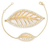 Les Trésors De Lily [L5312] - Pulsera chapada en oro 'Gold Leaf' de oro blanco - 25x15 mm oro