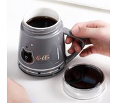 Taza bonita de dibujos animados, cubierta para taza con espejo, taza de agua de cerámica, taza de café, taza para leche, taza de té de la tarde gris