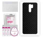 apgo Protective Skin Sticker for the back compatible with Xiaomi Redmi 9, Wrap Film, Foil, Vinyl - Pattern Carbon Black