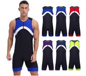 Mono deportivo para hombre, sin mangas, con cremallera y colores contrastantes, para nadar, hacer surf, andar en bicicleta, remar y hacer ejercicio M rojo