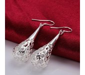 Pendientes perforados con gotas de agua/lluvia de plata de ley 925, joyería de boda de moda 2.90*1.30cm