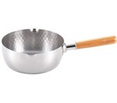 Olla Yoshikawa Yukihira fabricada en acero inoxidable compatible con IH gas, caño en ambos lados YH6753, olla de una mano, 20 cm, 2,3 L, Japón, fuego, acero, Tsubame-Sanjo plata
