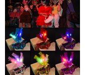 Máscara LED veneciana para mujer, máscaras de plumas de princesa para fiesta de disfraces amarillo
