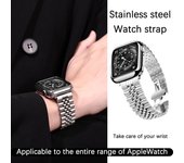 Correa de reloj de acero inoxidable para Apple Watch 6, 5, 4, 3 y 2, pulsera de metal de lujo con cinco cuentas para iWatch 6, 5, 45 y 49 mm 49mm