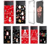 Funda de lujo para Samsung Galaxy Z Flip 3 4 5G, carcasa rígida de PC transparente a prueba de golpes, diseño de muñeco de nieve y dibujos animados navideños. Samsung Z Flip 3 5G