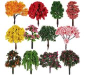 12 piezas de adornos de árboles en miniatura, decoración falsa para exteriores, terrario, modelo, contenedor, paisaje para manualidades 8.50X5.00X4.00CM
