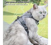 Arnés y correa para gatos con tiras reflectantes, chaqueta, chaleco transpirable ajustable, arnés a prueba de fugas, correa de fácil control para gatos L azul del lago