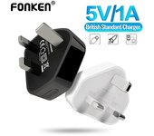 FONKEN Cargador de teléfono USB UK 3 Pin Regulatorio 5V 1A Smart Phone Tablet PC Triángulo Pie 1A Rápido Universal Viaje Cabeza de carga USB Adaptador de corriente USB blanco