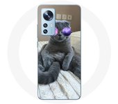 Coque pour Xiaomi Mi 12 / 12X Chat avec Lunettes de vue violettes
