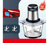 Picadora eléctrica de acero inoxidable con capacidad de 2L, picadora de carne, procesador de alimentos, rebanadora, picadora de acero inoxidable, rebanadora de cocina