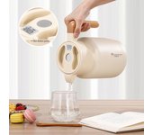 Hervidor de agua de acero inoxidable 304 con aislamiento al vacío de estilo europeo y mango de madera: cafetera de doble capa a prueba de polvo 1.3L