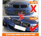 Parrilla de carreras 2015-2017 para BMW F20 F21 120i LCI Serie 1 2015 2016 2017 Parrilla delantera tipo riñón negra brillante de 2 listones