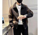 Chaqueta de manga larga con solapa para hombre, estilo hip hop, diseño a prueba de viento, chaqueta con bloques de color y estampado de letras en 3D 3XL blanco