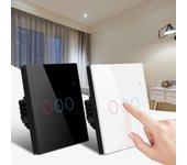 Interruptor de luz LED para hogar inteligente, Interruptor táctil de AC100V-250V, lámpara de pared de la UE, interruptor con Sensor, uso para un solo cable de fuego, No requiere cable neutro 1 Gang 1 Way blanco