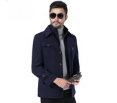 Abrigo de lana de invierno para hombre, grueso, mediano y largo, informal, de color sólido, para hombre M