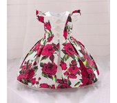 Bowknot, vestido estampado de rosas para niñas pequeñas, vestidos de fiesta para niños pequeños de 1er cumpleaños, ropa para niñas, bodas, bailes de graduación, ropa de princesa para bebés 70CM rojo rosa