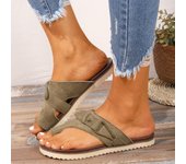 Sandalias para mujer, zapatillas de playa con cuña Vintage de verano para mujer, sandalias de masaje con decoración floral y plataforma para el dedo del pie para mujer 36 marrón